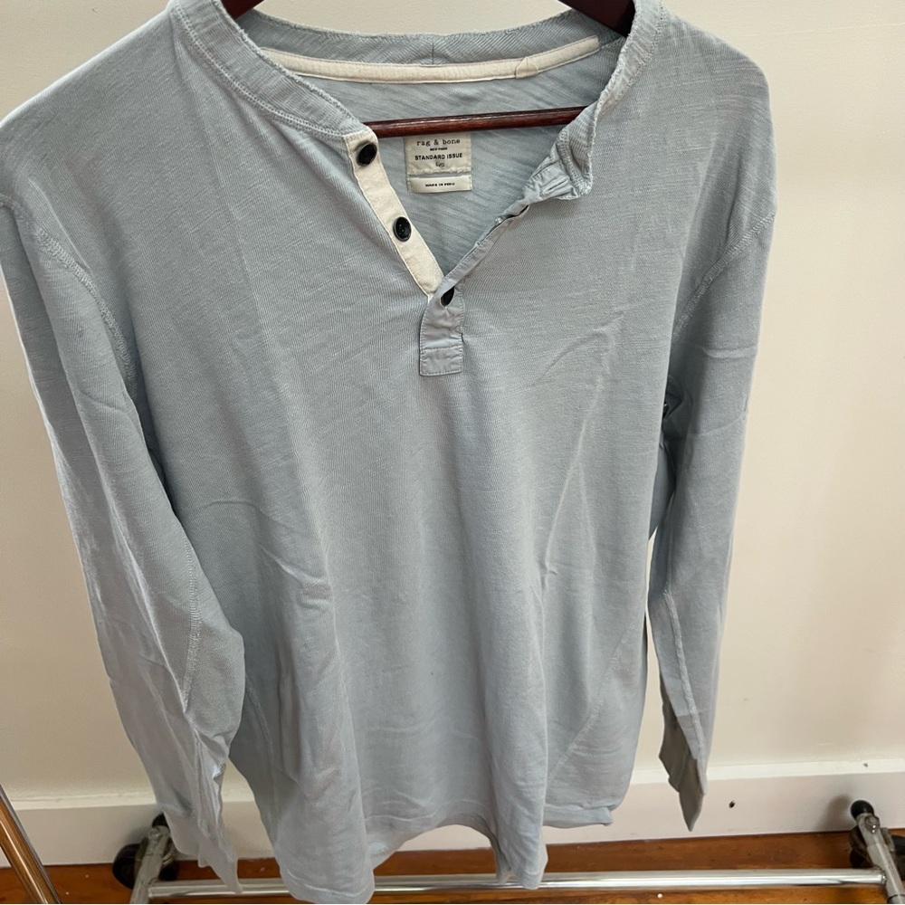 Rag & Bone light blue long sleeve Henley (large)